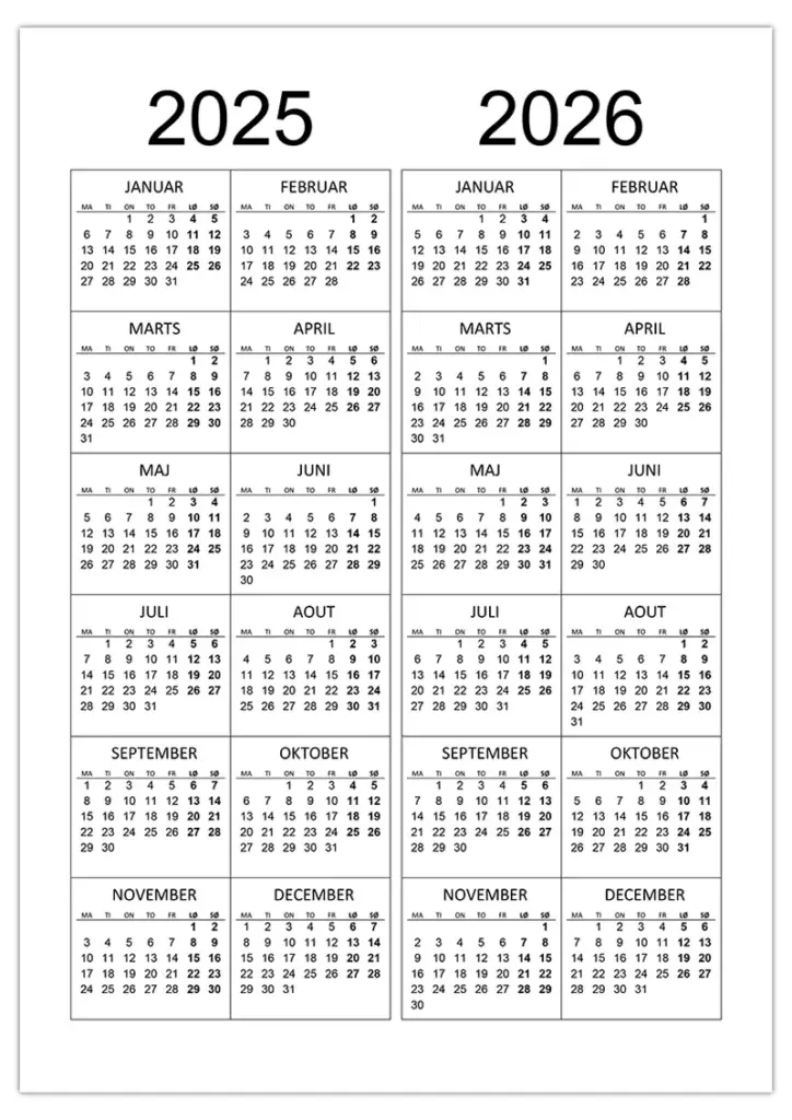 Kalender 2026 Med Ugenumre Kalenderdk su